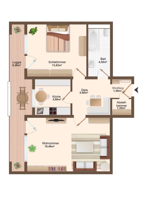 Wohnung zum Kauf 349.000 € 2 Zimmer 57 m²<br/>Wohnfläche 5.<br/>Geschoss Neuperlach München 81735