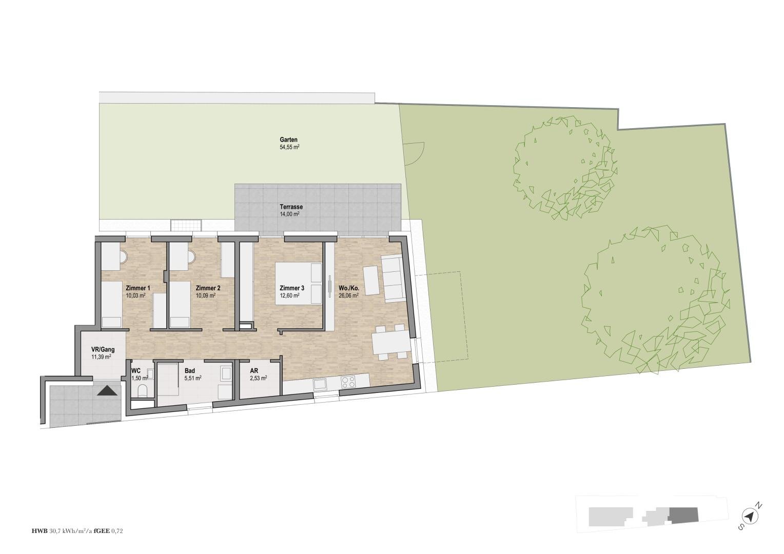 Wohnung zum Kauf 486.424 € 4 Zimmer 79,7 m²<br/>Wohnfläche EG<br/>Geschoss Lindweg Geidorf Graz 8010