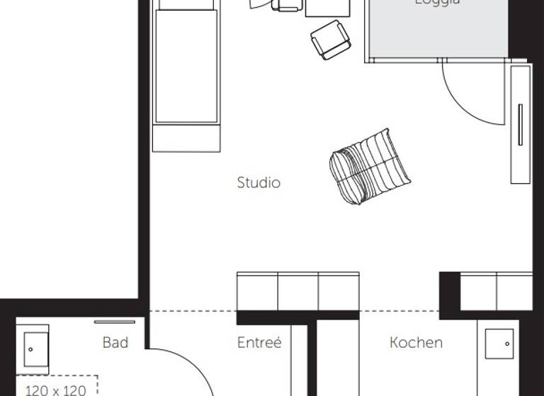 Studio zur Miete 1.470 € 1 Zimmer 42,8 m² 1. Geschoss frei ab sofort Innere Münchner Straße 49-53 Achdorf Landshut 84036