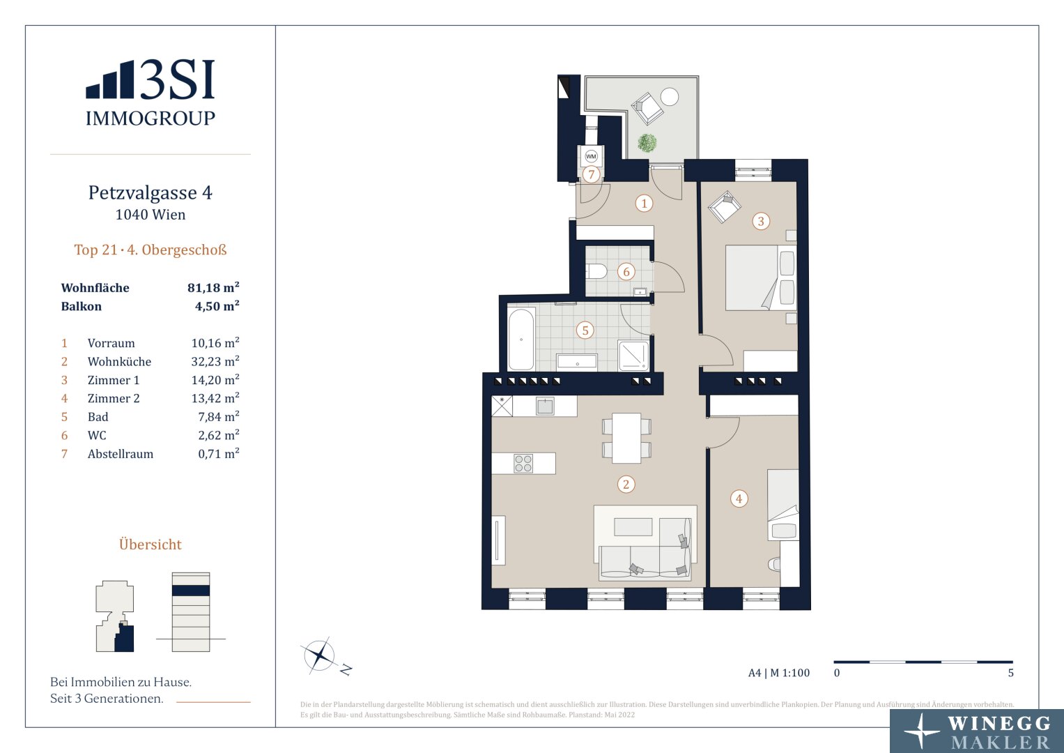 Wohnung zum Kauf 625.000 € 3 Zimmer 81,2 m²<br/>Wohnfläche 4.<br/>Geschoss Petzvalgasse 4 Wien 1040