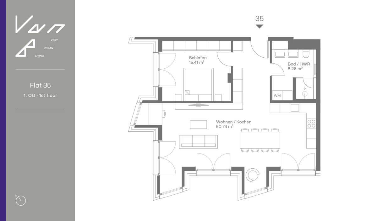 Wohnung zum Kauf provisionsfrei 1.199.000 € 2 Zimmer 74,4 m²<br/>Wohnfläche 1.<br/>Geschoss Infanteriestr. 14 Schwere-Reiter-Straße München 80797