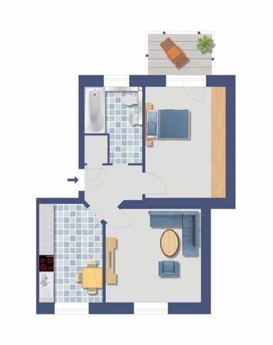 Wohnung zum Kauf provisionsfrei 69.400 € 2,5 Zimmer 47,8 m² EG Rosenbergstraße 20 Hüttenheim Duisburg 47259