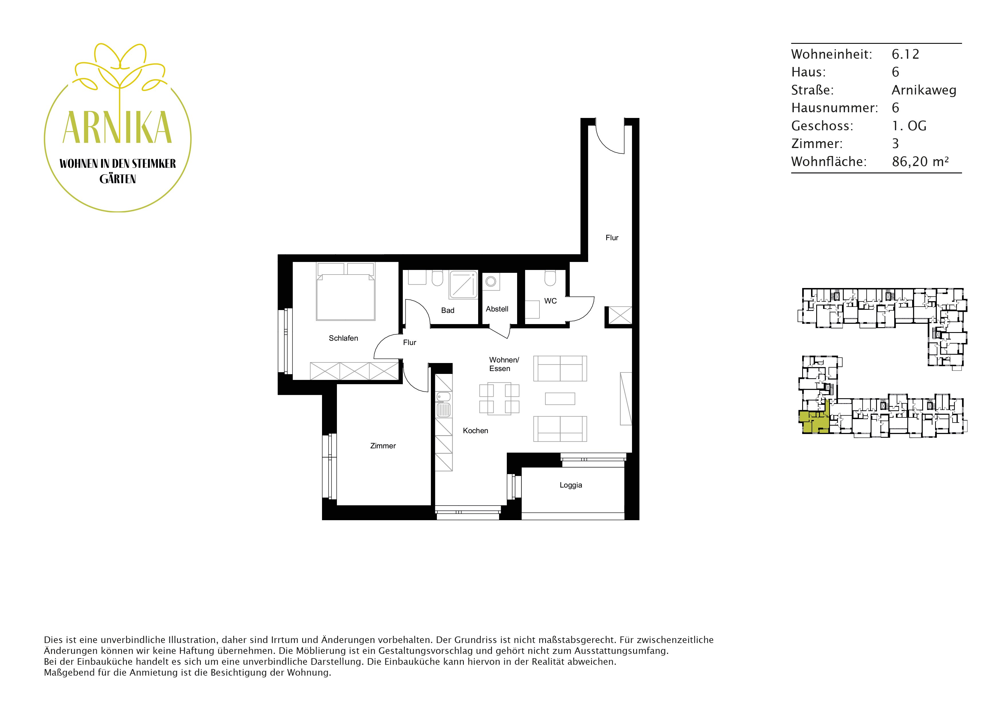 Wohnung zur Miete 900 € 3 Zimmer 86,2 m²<br/>Wohnfläche 1.<br/>Geschoss Arnikaweg 6 Reislingen Wolfsburg 38446