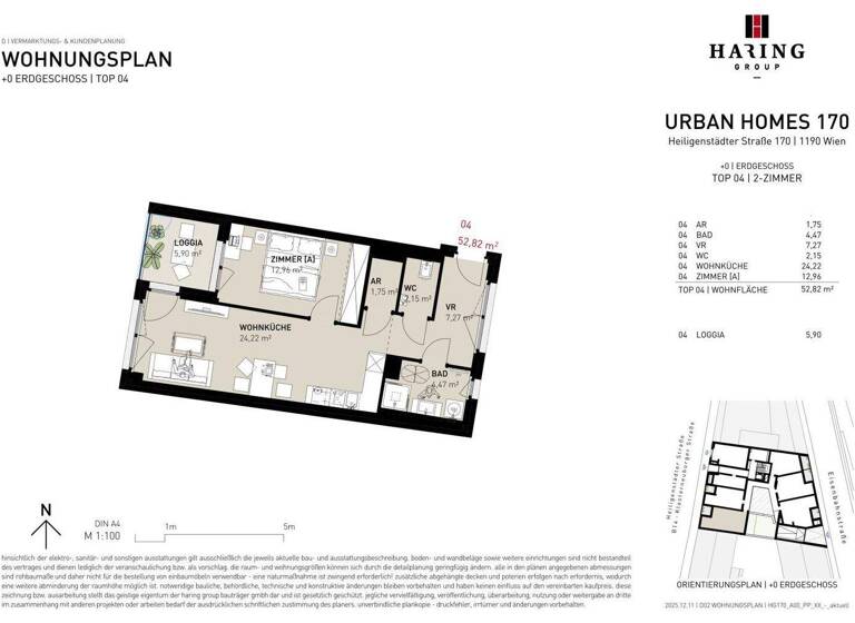 Wohnung zum Kauf - Erstbezug 339.500 € 2 Zimmer 52,8 m² EG Heiligenstädter Straße 170 Wien 1190