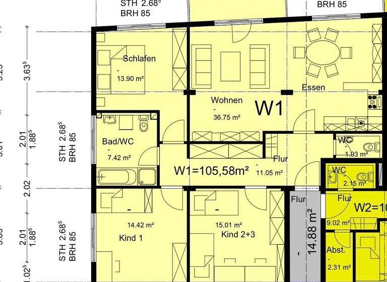 Wohnung zur Miete 1.150 € 4 Zimmer 105 m² Geschoss 1/1 frei ab 01.07.2026 Haigerlocher Straße 3 1 Hechingen 72379