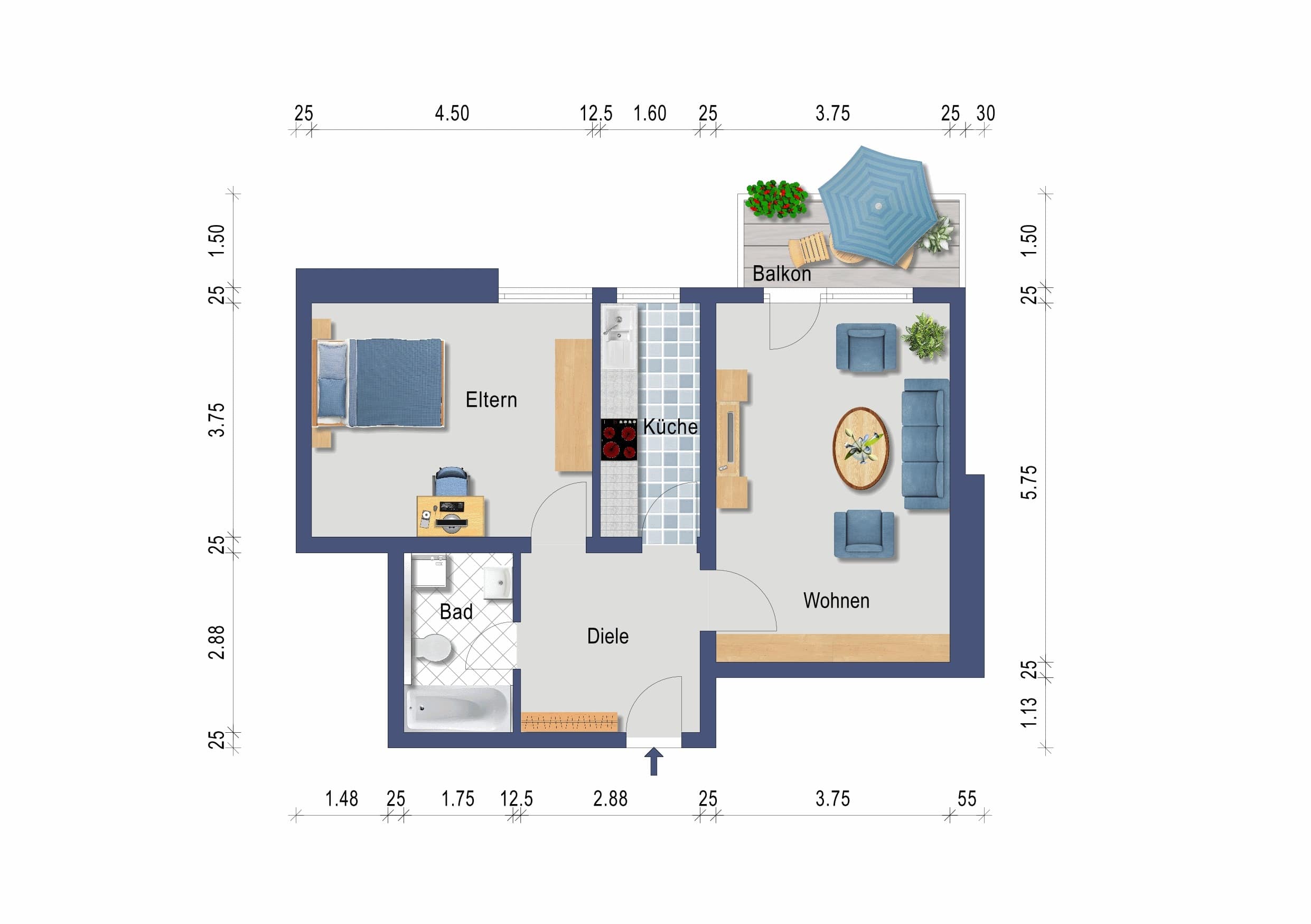 Wohnung zum Kauf 187.000 € 2 Zimmer 59 m²<br/>Wohnfläche Hochdorf Eberdingen 71735