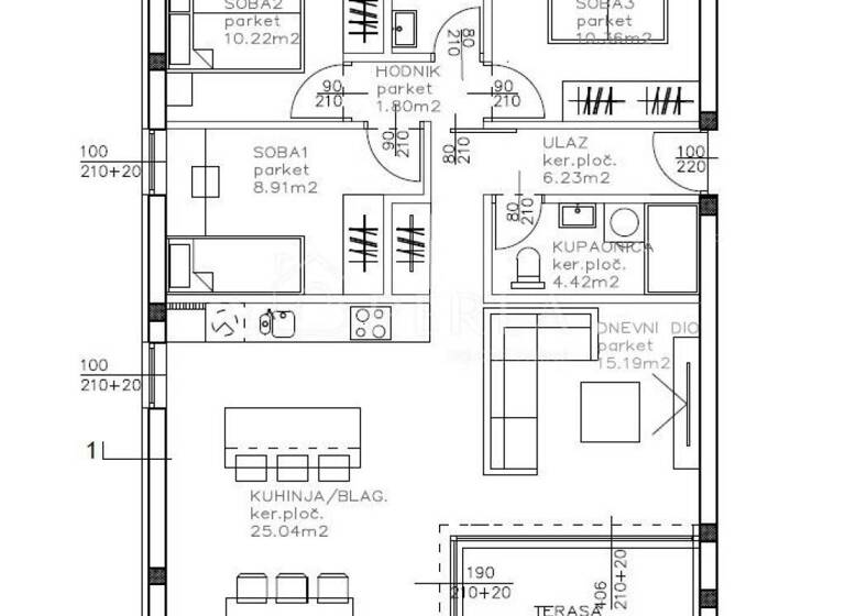 Wohnung zum Kauf 291.712 € 4 Zimmer 91 m² 1. Geschoss Sukosan Sukosan