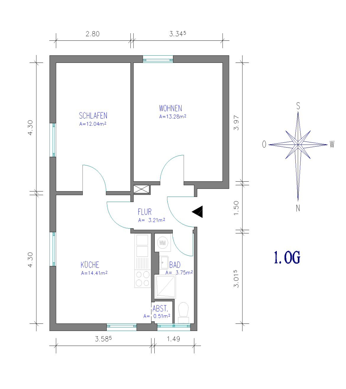 Wohnung zur Miete 310 € 2 Zimmer 44,3 m²<br/>Wohnfläche 1.<br/>Geschoss 01.03.2025<br/>Verfügbarkeit Dr.-Jasper-Str. 15 Kernstadt Holzminden 37603