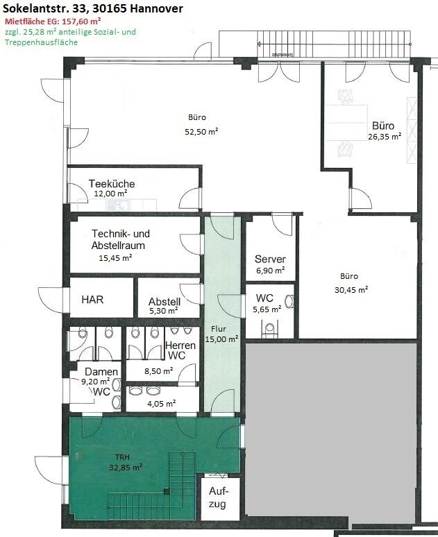 Bürofläche zur Miete provisionsfrei 8,90 € 480 m²<br/>Bürofläche Sokelantstr. 33 Hainholz Hannover 30165