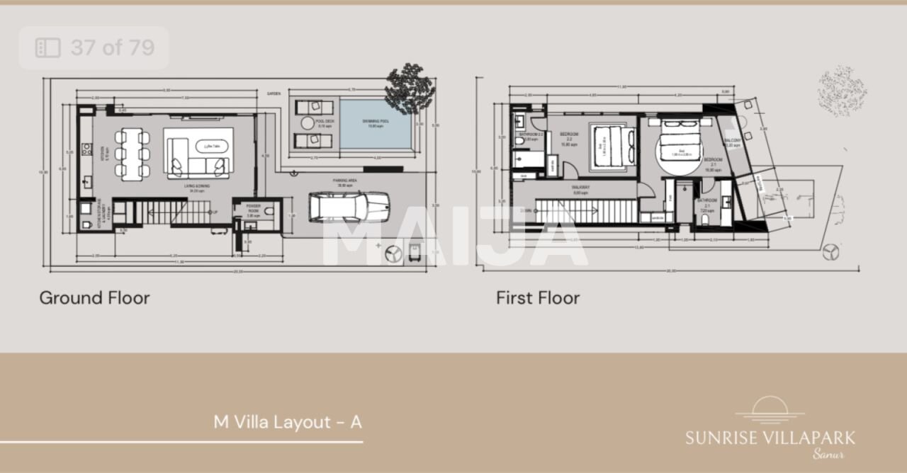 Villa zum Kauf 262.525 € 3 Zimmer 98 m²<br/>Wohnfläche 300 m²<br/>Grundstück Sanur Sanur 80237