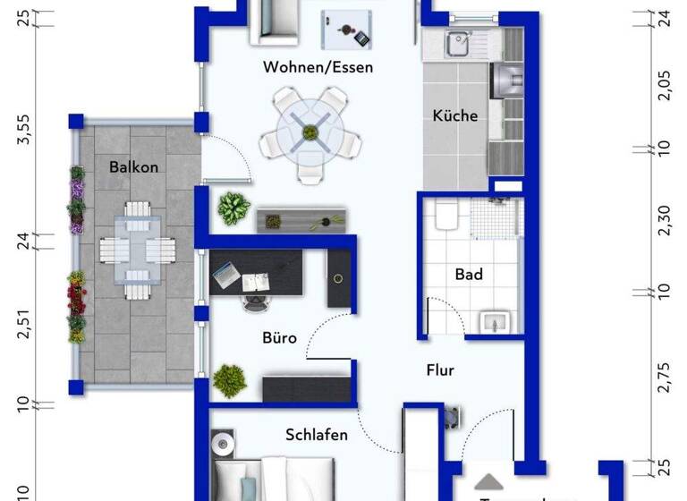 Wohnung zum Kauf 240.000 € 2,5 Zimmer 55,3 m² 1. Geschoss Geisingen Freiberg 71691