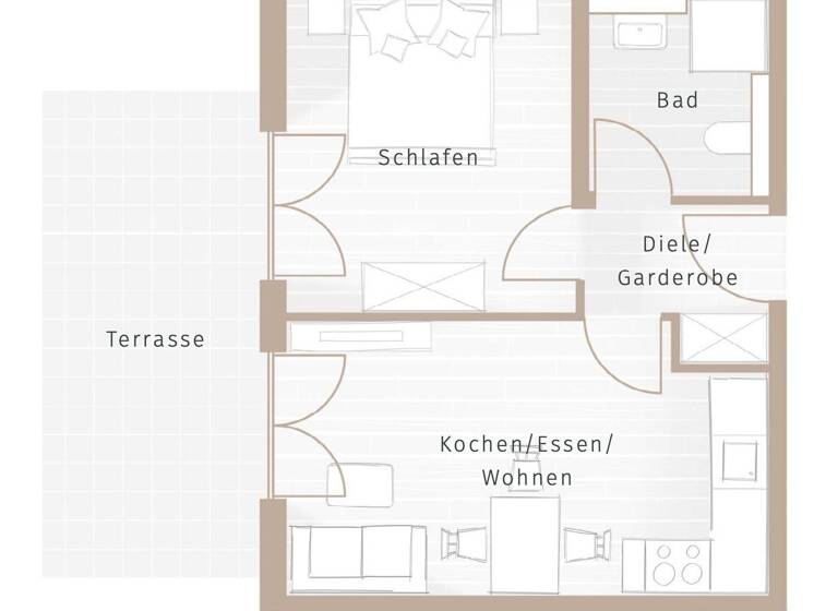 Wohnung zum Kauf - Neubau provisionsfrei 389.500 € 2 Zimmer 46,6 m² EG Parkstraße 15 Anzing 85646