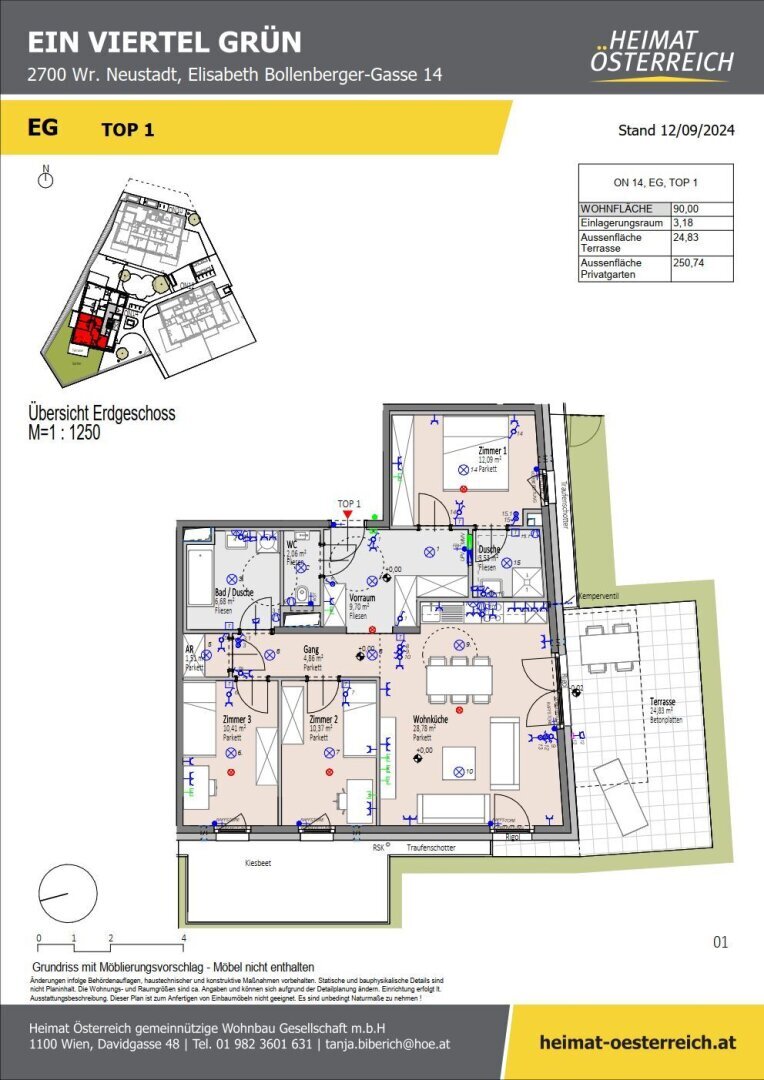 Wohnung zum Kauf 531.700 € 4 Zimmer 90 m²<br/>Wohnfläche EG<br/>Geschoss 01.09.2025<br/>Verfügbarkeit Elisabeth Bollenberger - Gasse Wiener Neustadt 2700