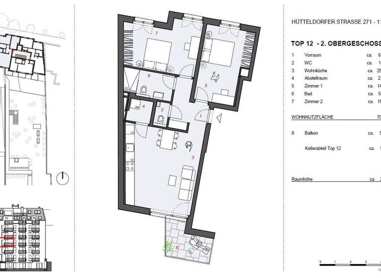 Wohnung zur Miete - Erstbezug 1.450 € 3 Zimmer 70,8 m² 2. Geschoss Hütteldorfer Straße 269-271 Wien 1140