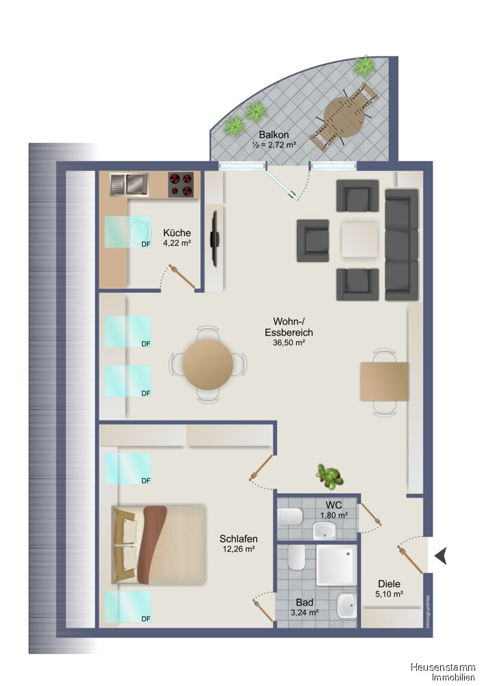 Wohnung zum Kauf 189.000 € 2 Zimmer 66 m²<br/>Wohnfläche 2.<br/>Geschoss Dudenhofen Rodgau 63110