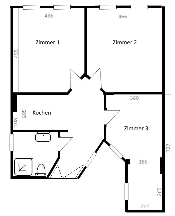 Wohnung zur Miete 600 € 3 Zimmer 87 m²<br/>Wohnfläche Nicolaiviertel Freiberg 09599