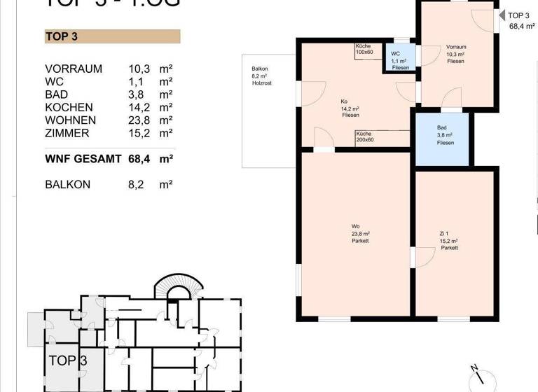 Wohnung zur Miete 616 € 2,5 Zimmer 68,4 m² 1. Geschoss Mariatroster Straße Mariatrost Graz,03.Bez.:Geidorf 8010