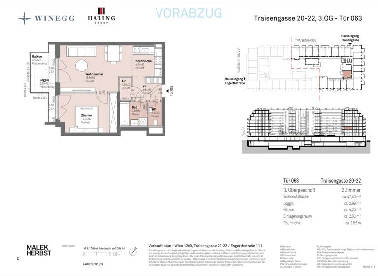 Wohnung zum Kauf - Erstbezug 322.900 € 2 Zimmer 47,4 m² 3. Geschoss Traisengasse 20-22 Wien 1200