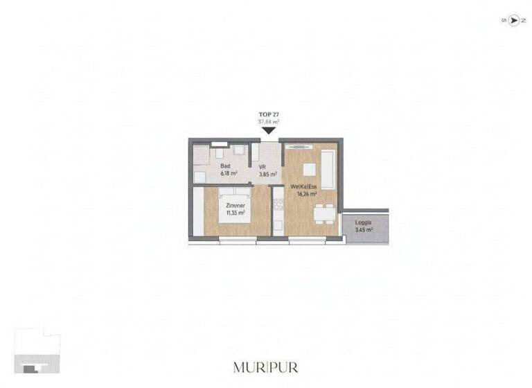 Wohnung zum Kauf - Erstbezug 203.256 € 2 Zimmer 37,6 m² 3. Geschoss Lagergasse Gries Graz,05.Bez.:Gries 8020