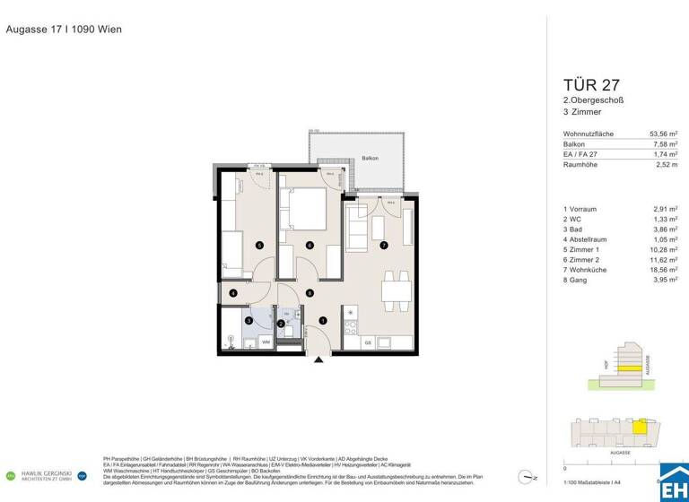 Wohnung zum Kauf - Erstbezug 496.700 € 3 Zimmer 53,6 m² 2. Geschoss Augasse Wien 1090