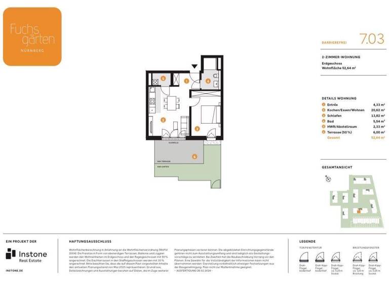 Wohnung zur Miete - Erstbezug 850 € 2 Zimmer 52,6 m² EG Boxdorf Nürnberg / Boxdorf 90427