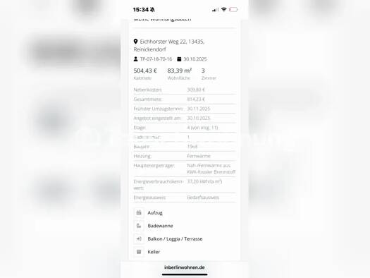 Wohnung zur Miete Tauschwohnung 500 € 3 Zimmer 84 m² 4. Geschoss Tegel Reinickendorf 13435