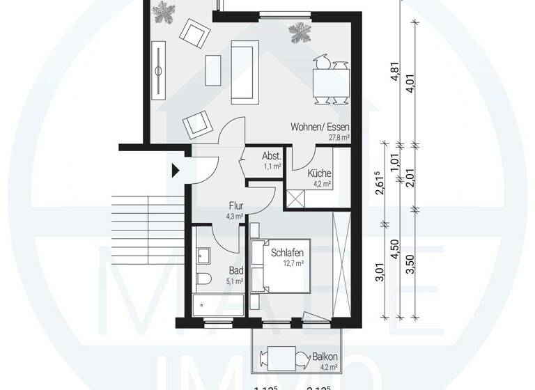 Wohnung zur Miete 403 € 2 Zimmer 60 m² 2. Geschoss frei ab 01.08.2026 Lerschstraße 2 a Marienthal Zwickau 08060