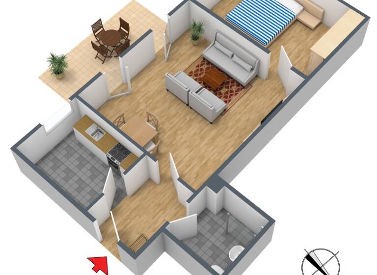 Terrassenwohnung zur Miete 900 € 2 Zimmer 64,3 m² EG Thüringer-Wald-Straße 50 Feuerbach Stuttgart 70469