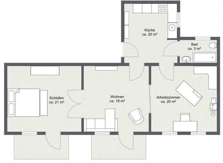Wohnung zur Miete 715 € 3 Zimmer 68 m² 2. Geschoss frei ab 01.03.2026 Altstadt Flensburg 24937