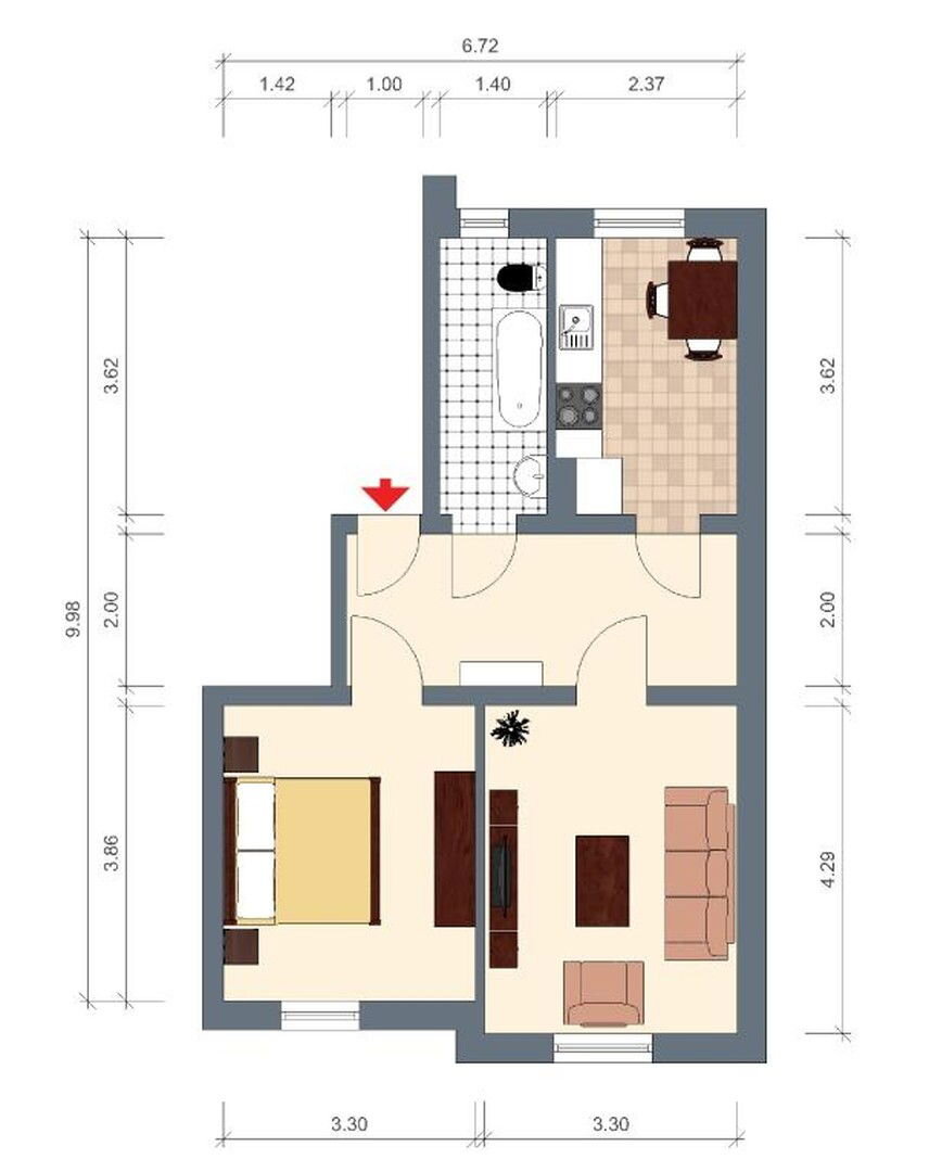 Wohnung zur Miete 520 € 2 Zimmer 49,4 m²<br/>Wohnfläche 2.<br/>Geschoss Wallstraße 61 Paulsstadt Schwerin 19053