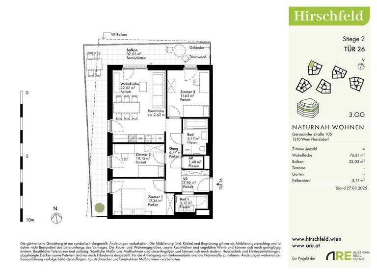 Wohnung zum Kauf - Erstbezug provisionsfrei 490.000 € 4 Zimmer 76,8 m² 3. Geschoss Wien 1210