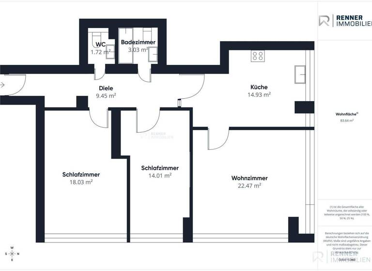 Wohnung zum Kauf 425.000 € 3 Zimmer 83,6 m² 6. Geschoss Rosenau Nürnberg 90429