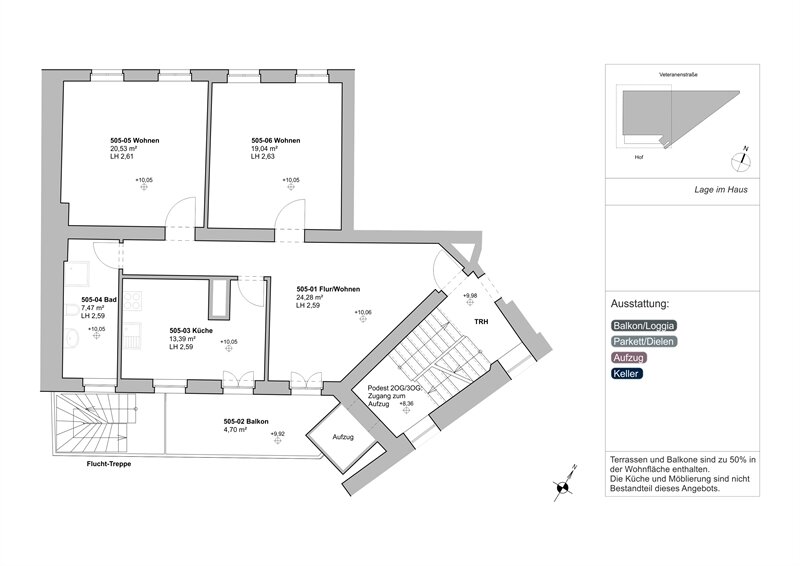 Wohnung zum Kauf 524.000 € 3 Zimmer 87,5 m²<br/>Wohnfläche 2.<br/>Geschoss Veteranenstr. 14 Mitte Berlin 10119