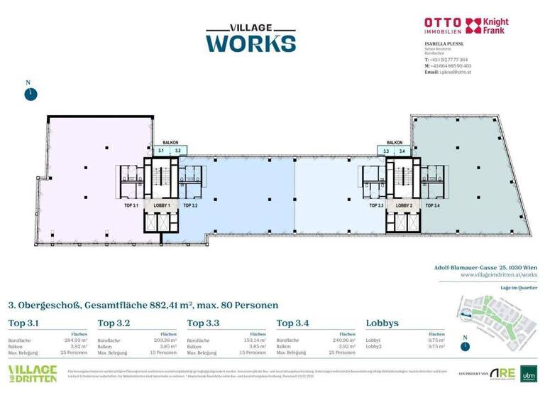 Bürofläche zur Miete 18,60 € 203,4 m² Bürofläche Wien / Landstraße 1030