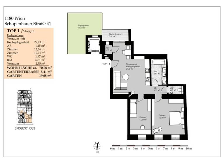 Wohnung zum Kauf - Erstbezug 535.000 € 3 Zimmer 70,8 m² EG Wien 1180