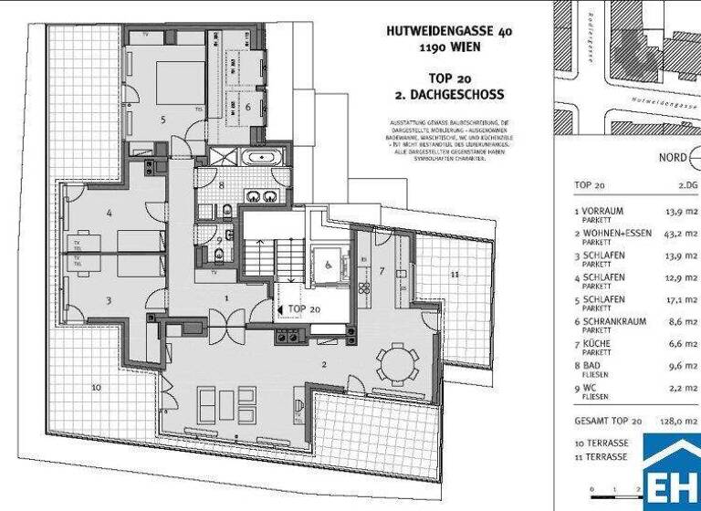 Wohnung zur Miete 2.599 € 4 Zimmer 128 m² Hutweidengasse Wien 1190