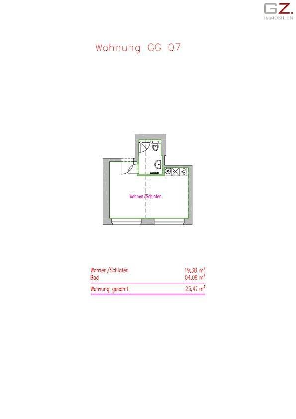 Wohnung zur Miete 380 € 1 Zimmer 23,5 m²<br/>Wohnfläche August- Bebel- Str. 17 Strehlen (August-Bebel-Str.) Dresden 01219