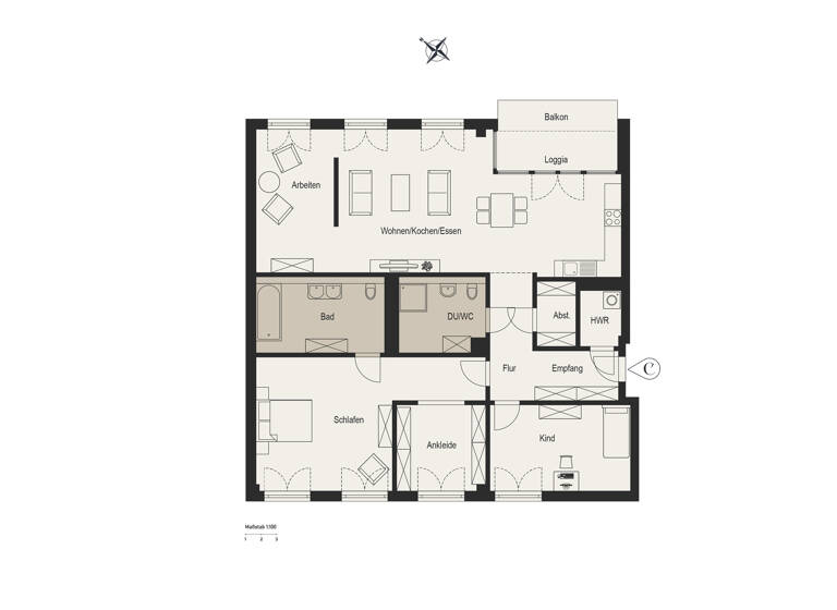 Wohnung zum Kauf - Neubau provisionsfrei 1.160.000 € 4 Zimmer 154,2 m² 1. Geschoss Düsseltal Düsseldorf 40239