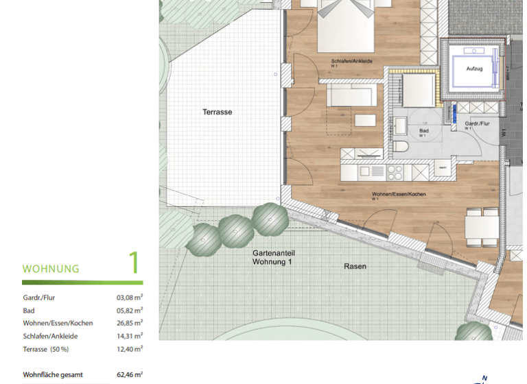 Wohnung zur Miete - Erstbezug 1.625 € 2 Zimmer 62,5 m² EG Ramersdorf-Perlach München 81739