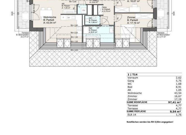 Wohnung zum Kauf - Erstbezug 597.800 € 3 Zimmer 97,4 m² 4. Geschoss Khuenweg Wien,Donaustadt 1220