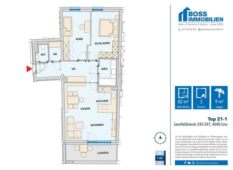 Wohnung zur Miete - Erstbezug 1.177 € 3 Zimmer 82,5 m² 1. Geschoss Leonfeldner Straße 245+247 Katzbach Linz 4040