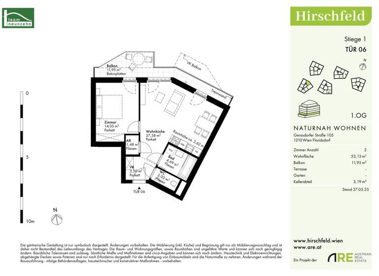 Wohnung zum Kauf - Erstbezug provisionsfrei 315.000 € 2 Zimmer 53,1 m² 1. Geschoss Gerasdorfer Straße 105 Wien 1210
