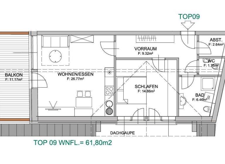 Wohnung zum Kauf provisionsfrei 304.800 € 2 Zimmer 61,8 m² 2. Geschoss Stadl an der Mur 8862