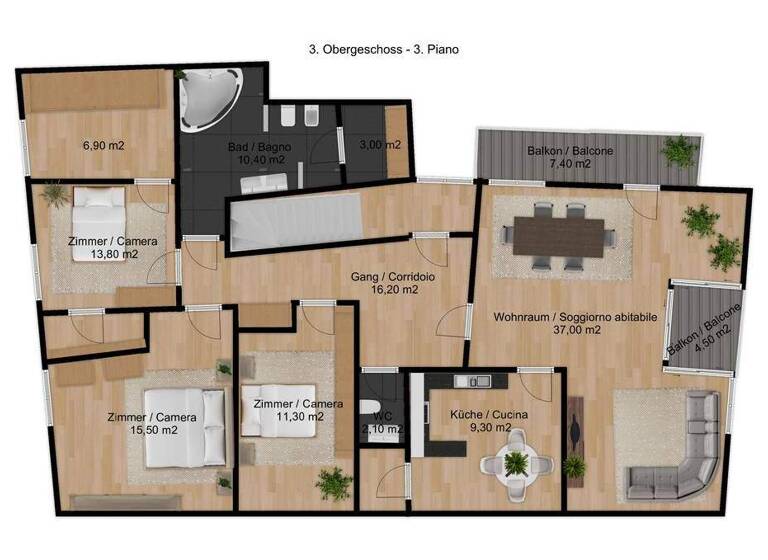 Wohnung zum Kauf 620.000 € 4 Zimmer 156 m² 4. Geschoss Eppan an der Weinstraße 39057