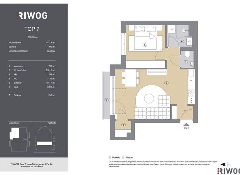 Wohnung zum Kauf - Erstbezug 269.000 € 2 Zimmer 44,1 m² 2. Geschoss Bahnsteggasse 4 Wien 1210