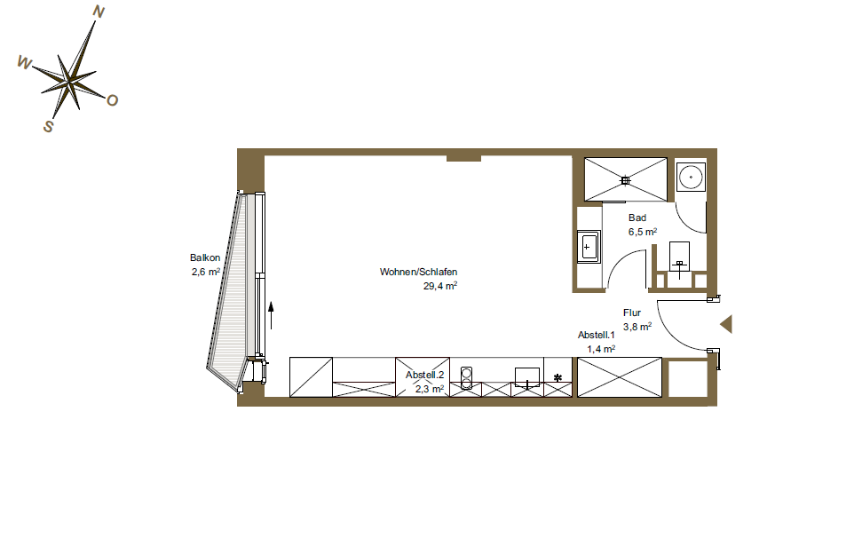 Wohnung zur Miete 1.390 € 1 Zimmer 44,7 m²<br/>Wohnfläche 6.<br/>Geschoss 16.02.2025<br/>Verfügbarkeit Am Sandtorpark 1 HafenCity Hamburg 20457