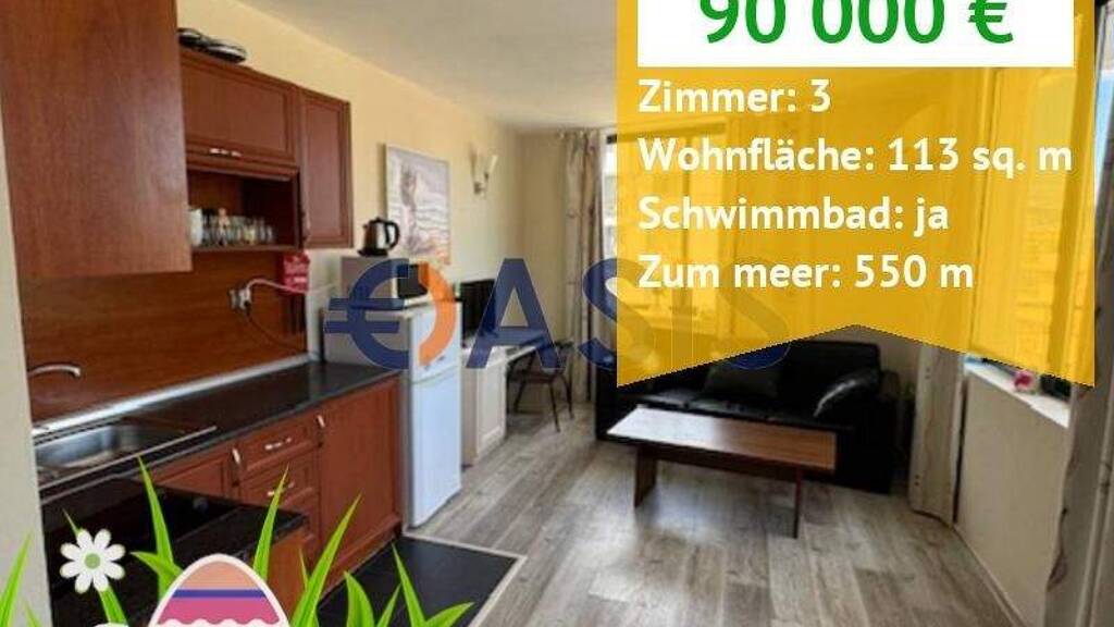 Studio zum Kauf provisionsfrei 90.000 € 3 Zimmer 113 m² 4. Geschoss Sunny Beach
