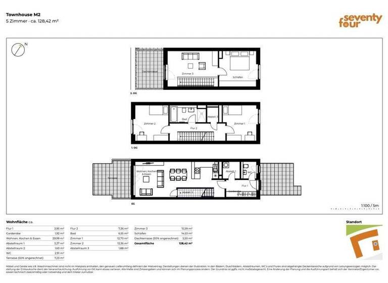 Stadthaus zur Miete - Erstbezug 1.670 € 5 Zimmer 128,4 m² St. Lorenz Süd Lübeck 23558
