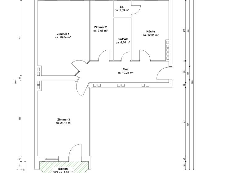 Wohnung zum Kauf 265.000 € 2,5 Zimmer 77 m² 2. Geschoss Spandau Berlin 13583