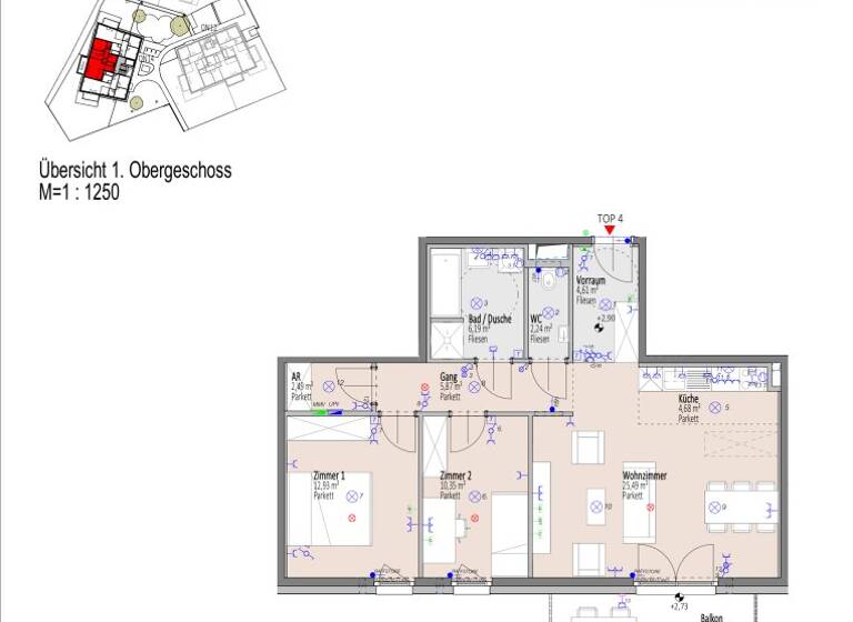 Wohnung zum Kauf - Erstbezug 329.200 € 3 Zimmer 74,9 m² 1. Geschoss Elisabeth Bollenberger - Gasse 10-14 Wiener Neustadt 2700
